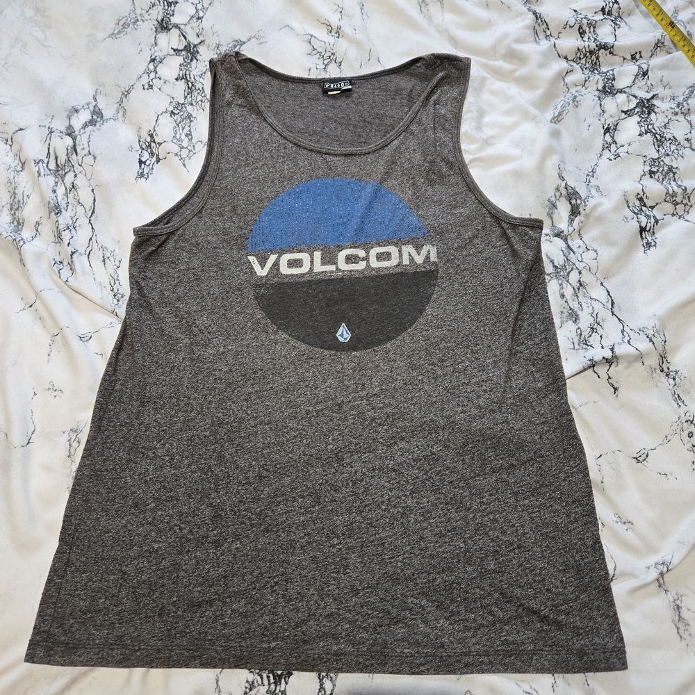 Volcom Blue and Gray Muscle Tank Top for Men